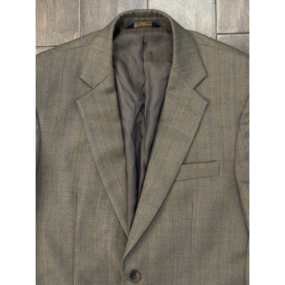 Joseph & Feiss Gold 38R Mens Blazer Jacket  100% Wool Brown 2 Button Single Vent - Picture 2 of 14